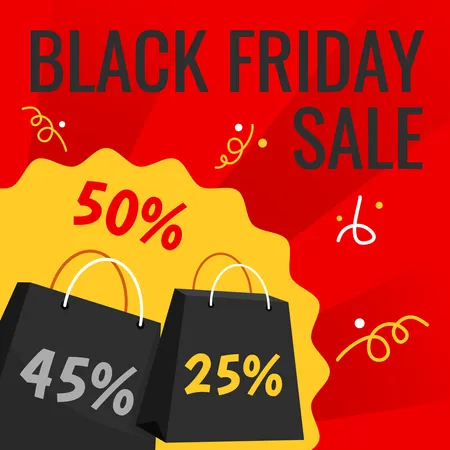 Promotional Black Friday Event Post Card Template Illustration