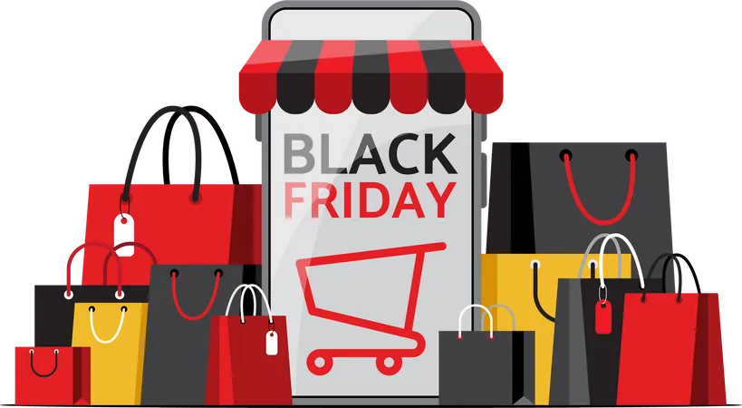 Black Friday Mega Sale Sale Clearance Shopping Online Shopping Illustration