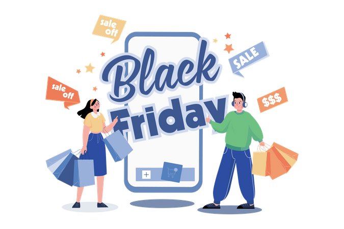 Black Friday Sale Announcement  Illustration