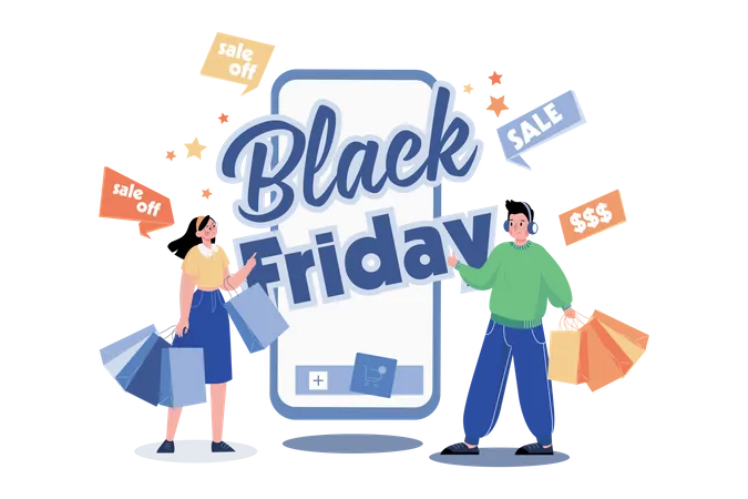 Black Friday Sale Announcement  Illustration