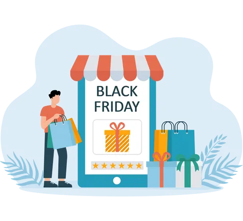 Black Friday sale announcement on Website  Illustration