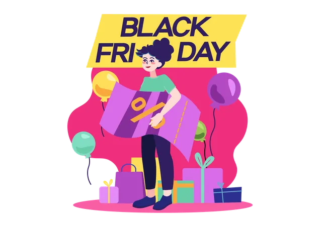 Compras em promoção na Black Friday  Ilustração