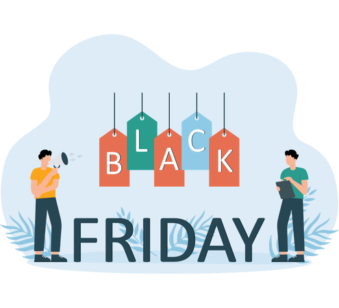 Black Friday sale enjoyed by people  Illustration