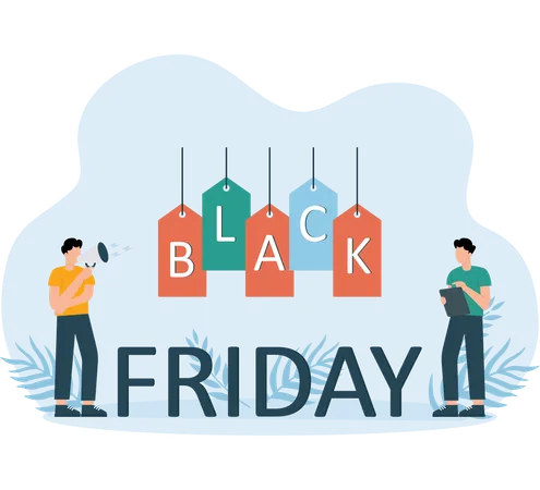 Black Friday sale enjoyed by people  Illustration