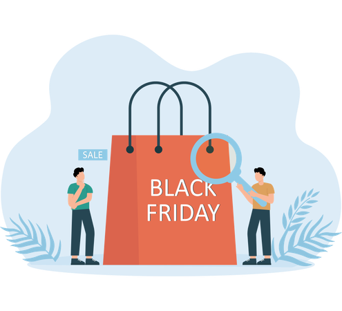 Mitarbeiter fördert Black Friday Sale  Illustration