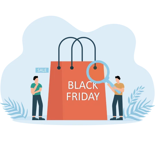 Mitarbeiter fördert Black Friday Sale  Illustration