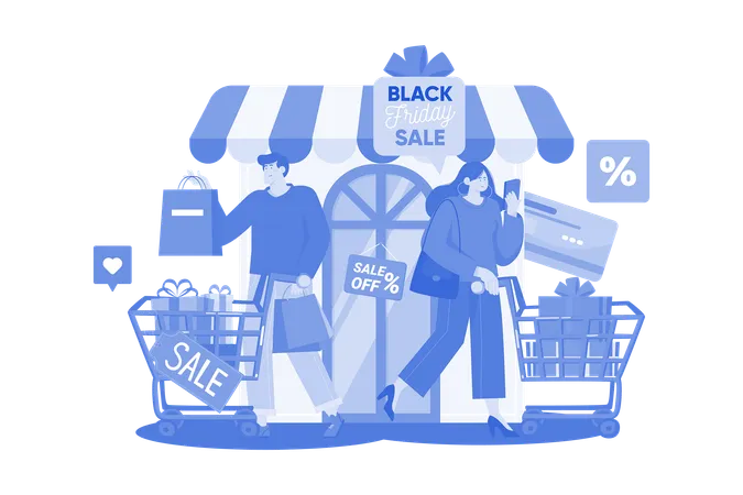 Black Friday Shopping Illustration Concept On A White Background Illustration