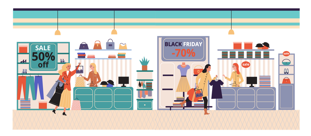 Black Friday Shopping Illustration