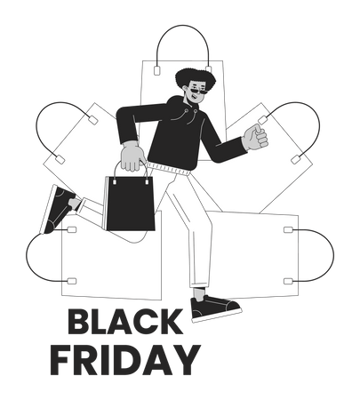Black friday shopping bags retail  イラスト