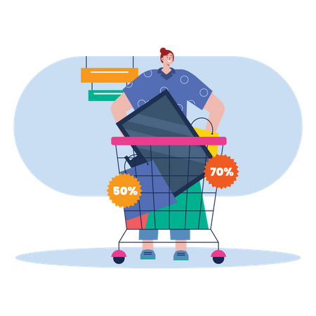 Black Friday shopping cart  Illustration