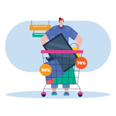 Black Friday shopping cart  Illustration