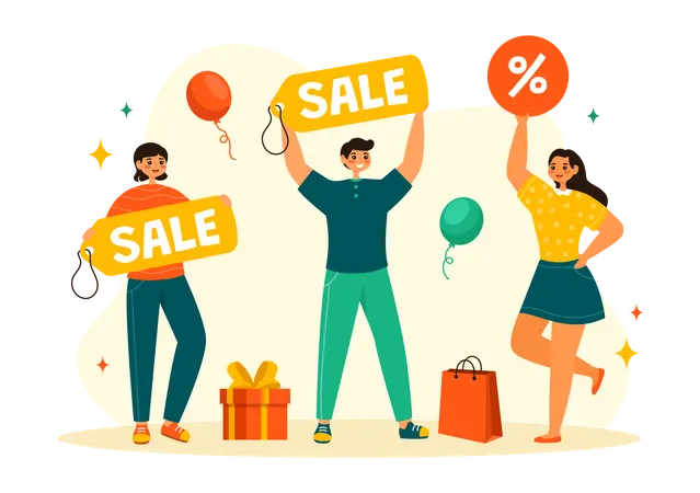 Black Friday Sale Event Vector Illustration With Shopping Bags And Big Promotion Discount In Flat Cartoon Hand Drawn Background Design Templates イラスト