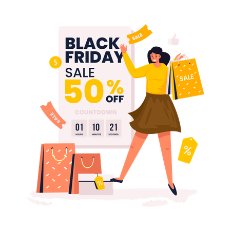 Grande vente de shopping du vendredi noir  Illustration