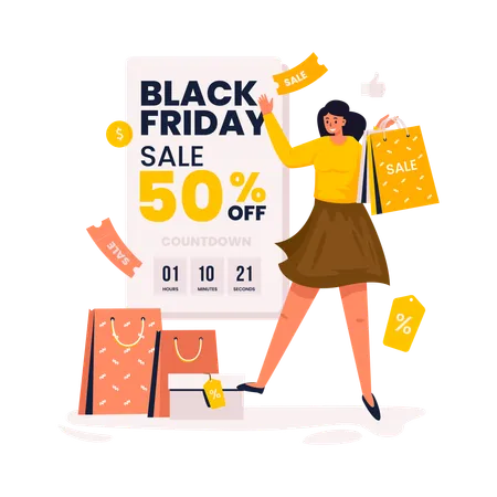 Grande vente de shopping du vendredi noir  Illustration