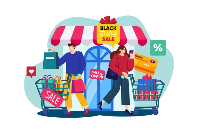 Black Friday Shopping  Illustration