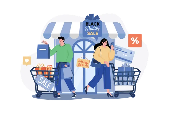 Black Friday Shopping  Illustration