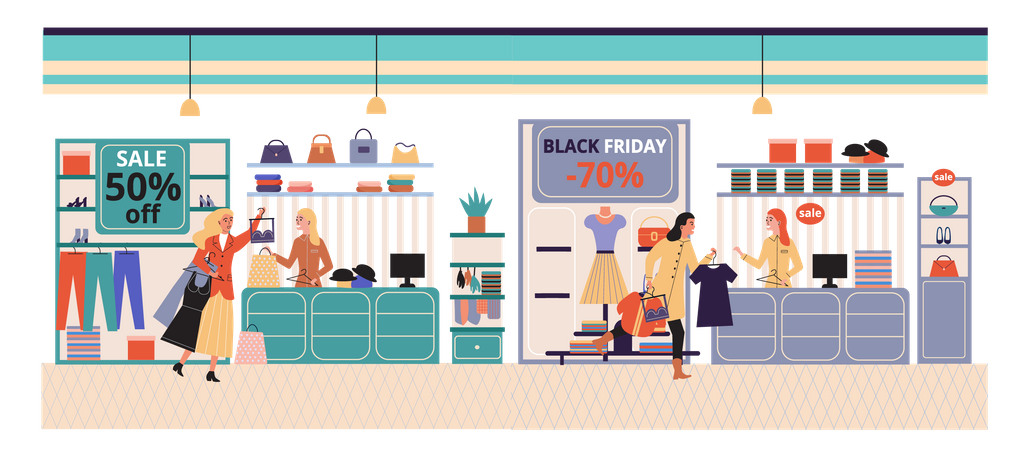 Black Friday Shopping  Illustration