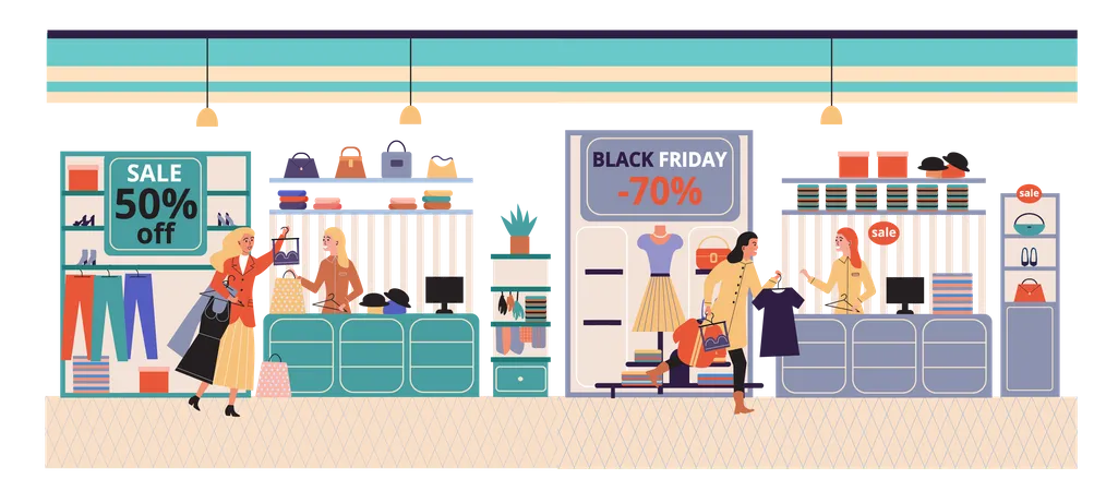 Black Friday Shopping  Illustration