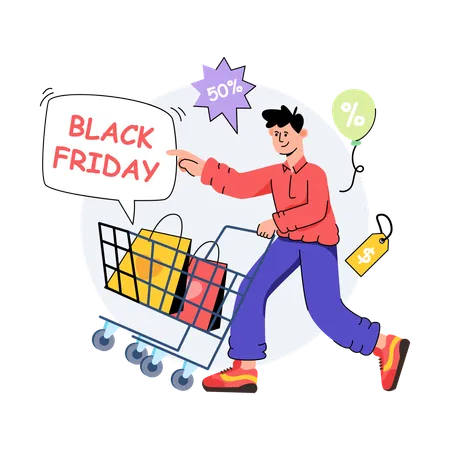 Black Friday Shopping Sale  Illustration