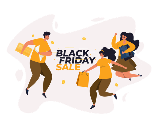 Black Friday shopping sale celebration Illustration