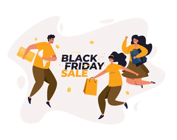 Black Friday Shopping Sale Celebration Illustration Concept Illustration