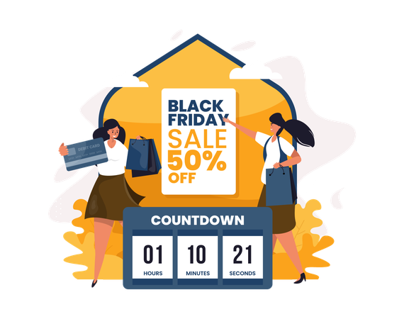Black Friday shopping sale countdown Illustration