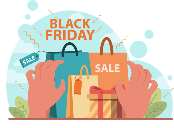 Black Friday shopping sale  イラスト
