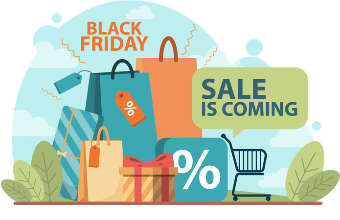 Black Friday shopping sale  イラスト