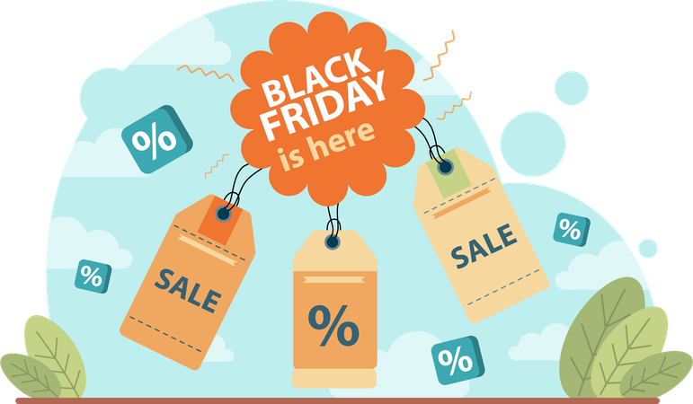 Black Friday shopping sale  イラスト