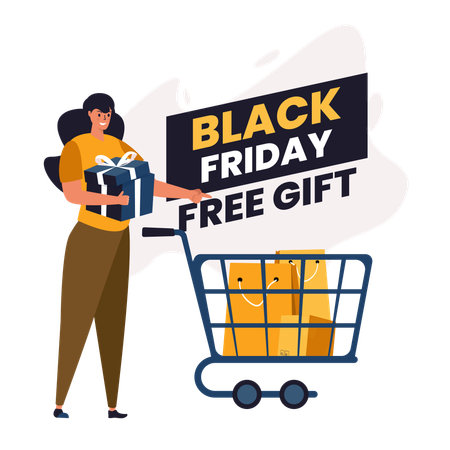 Black Friday with free gift promotion Illustration