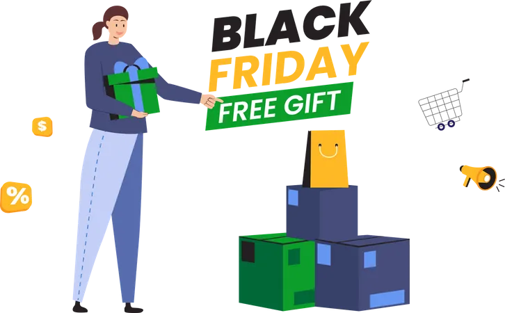 Black Friday with free gift promotion  Illustration