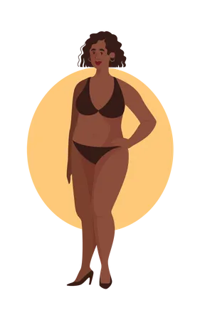 Black girl in bikini  Illustration