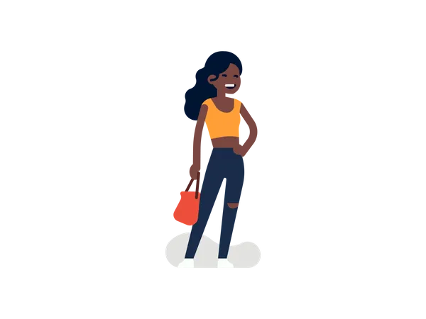Black lady with Hand Bag  Illustration