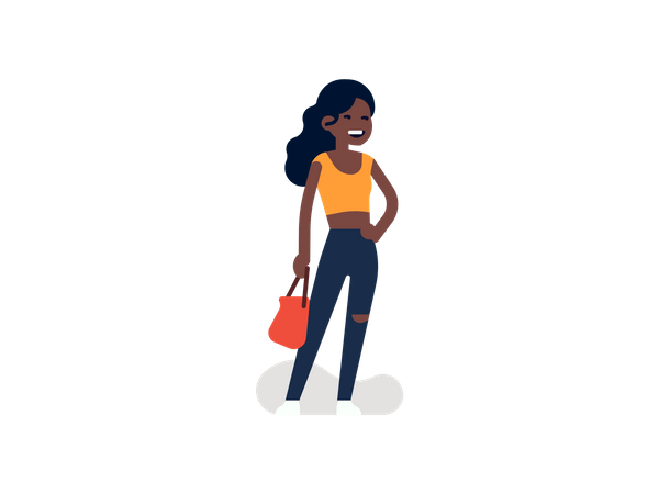 Black lady with Hand Bag  Illustration