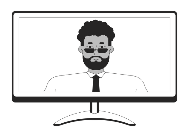 Black male teacher teaching students online  Illustration