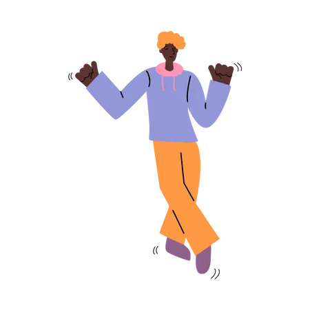 Black male teenager doing dance move Illustration