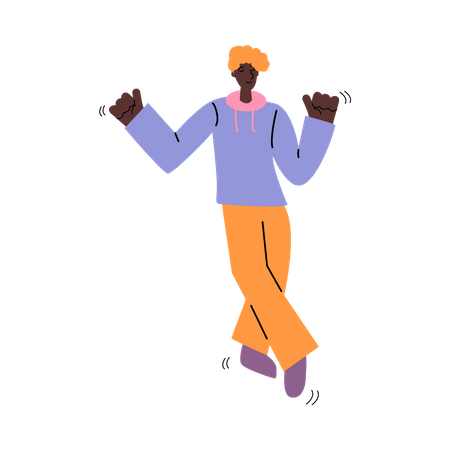 Black male teenager doing dance move  Illustration