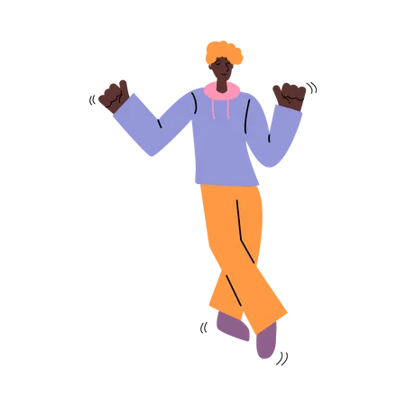 Black male teenager doing dance move  Illustration