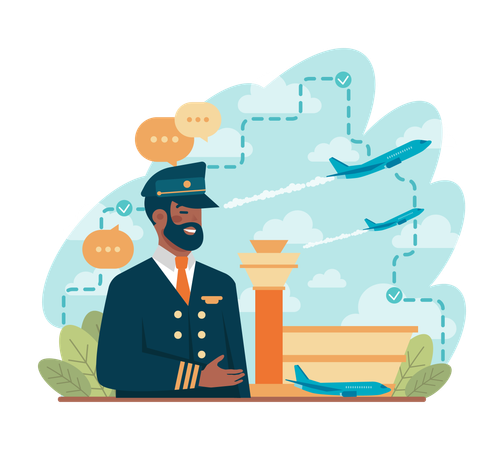 Black man flying commercial airlines  Illustration