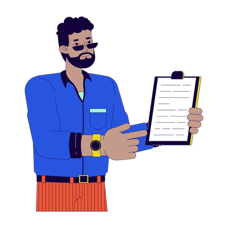 Black man showing clipboard  Illustration