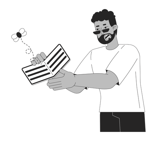 Black man with financial problems  Illustration