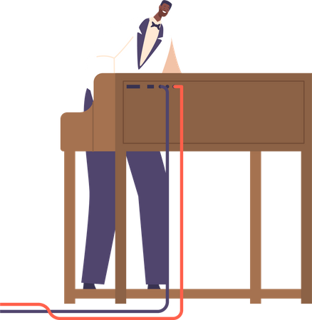 Black Musician Playing Piano  Illustration