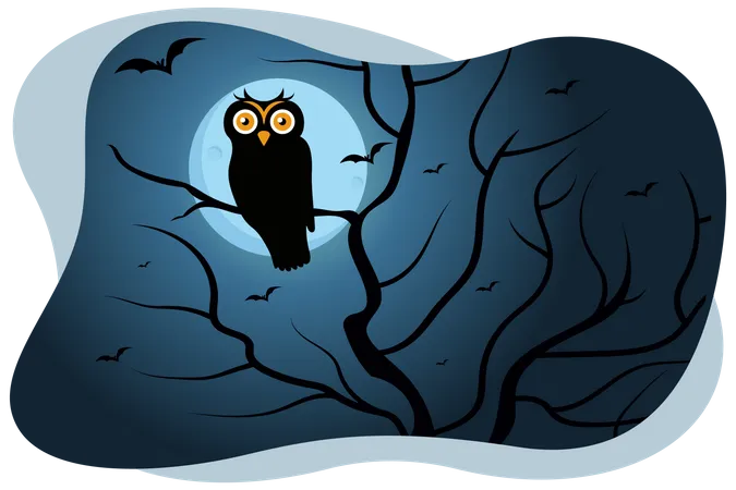 Black owl  Illustration