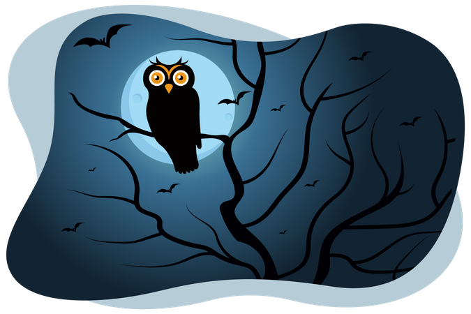 Black owl  Illustration