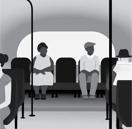 Black people sit in the back  Illustration