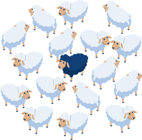 Black sheep in the flock  Illustration