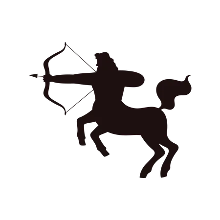 Black silhouette of centaur archery  Illustration