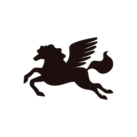 Black silhouette of pegasus mystical creature  Illustration