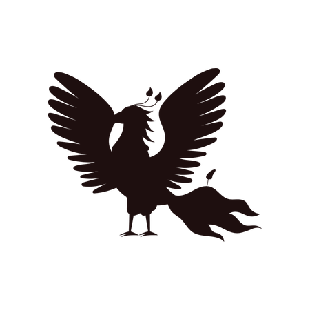 Black silhouette of phoenix flapping wings  Illustration