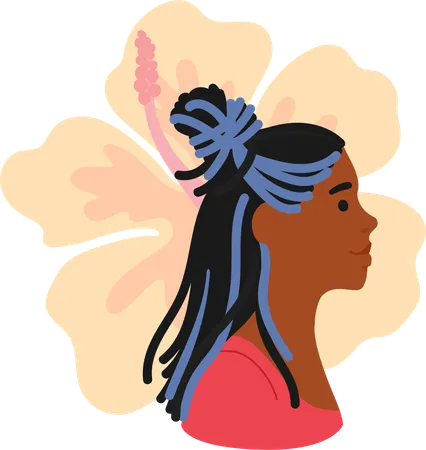 Portrait Of A Black Woman Character Her Gaze Proud And Serene Features Intricate Braids Cascading Around Her Shoulders Framing Face With Elegance And Strength Cartoon People Vector Illustration Illustration